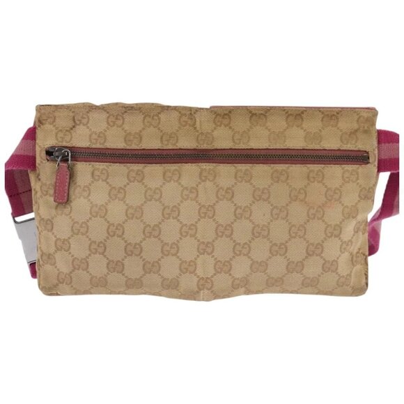 GUCCI GG Canvas Sherry Line Waist Bag Beige Pink Silver 28566 Auth 144532 - Picture 3 of 16